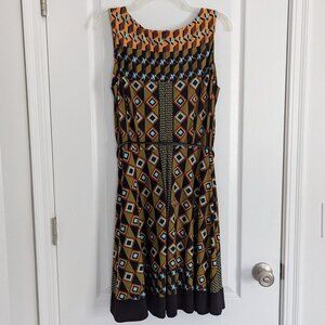 A-line dress geometric pattern multi-color